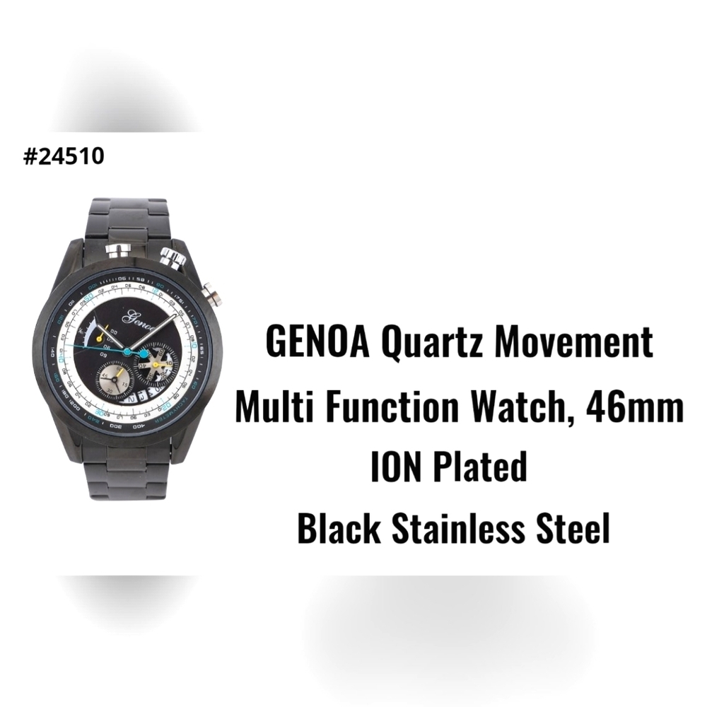 GENOA quartz movement watch, black ION plated stainless steel..$30!!